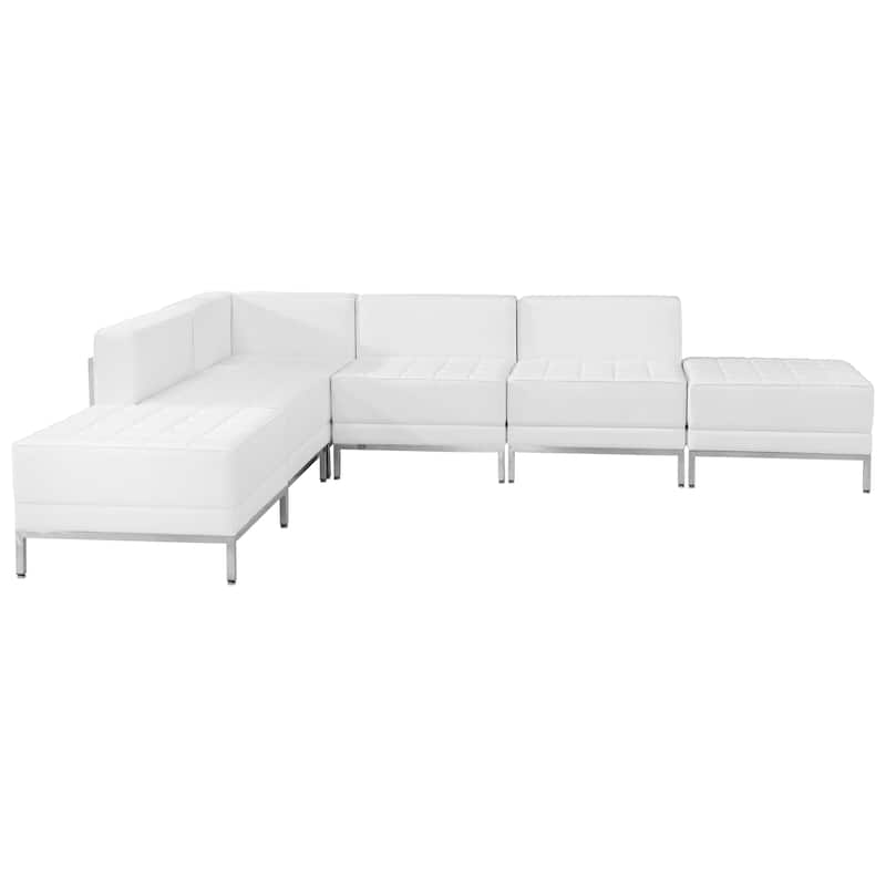 6 Piece LeatherSoft Modular Sectional Configuration - Stainless Steel Legs