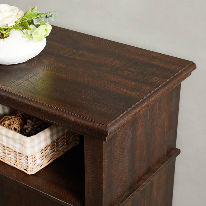 Traditional TV Media Stand Farmhouse Rustic Entertainment Console for TV Up to 65" with Open and Closed Storage Space,Espresso