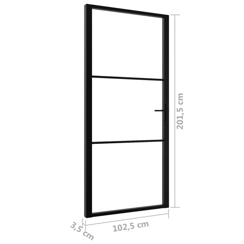 vidaXL Glass Door Interior Door with Alloy Handle ESG Glass and Aluminum Black