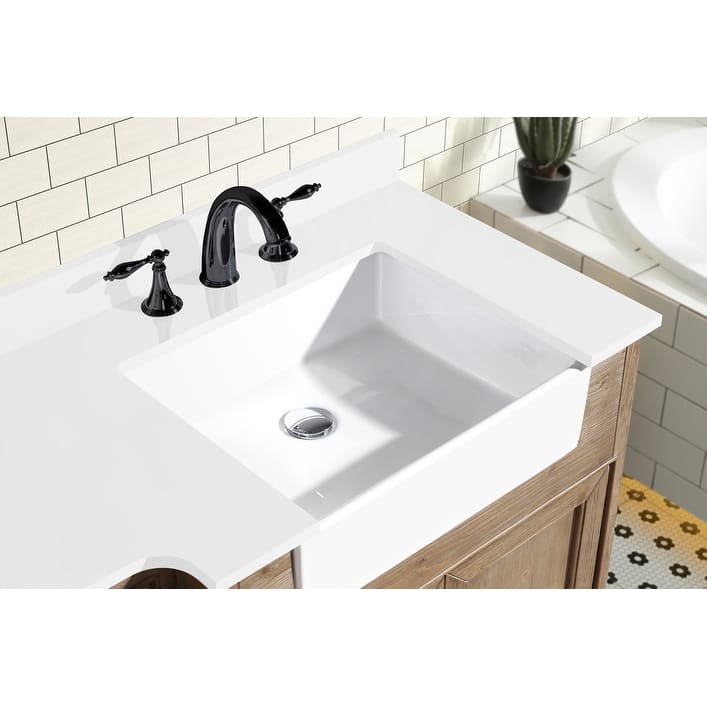 Ari Bath, Kelly 72" Bathroom Vanity, Weathered Fir, White Top