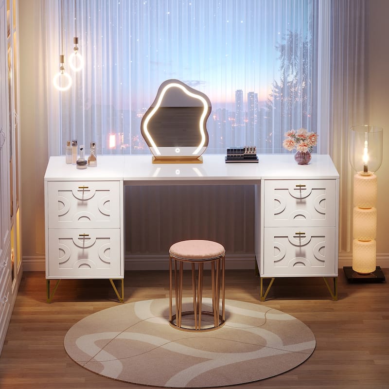 59-Inch Makeup Vanity Desk with 4 Drawers, Modern Beauty Table