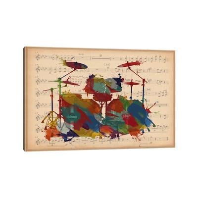 iCanvas "Multi-Color Drums on Music Sheet #2" by Unknown Artist Canvas Print