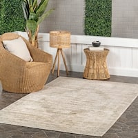 FOSS FLOORS Vintage Taupe/White 6x8 Area Rug - TPR, Outdoor Rugs