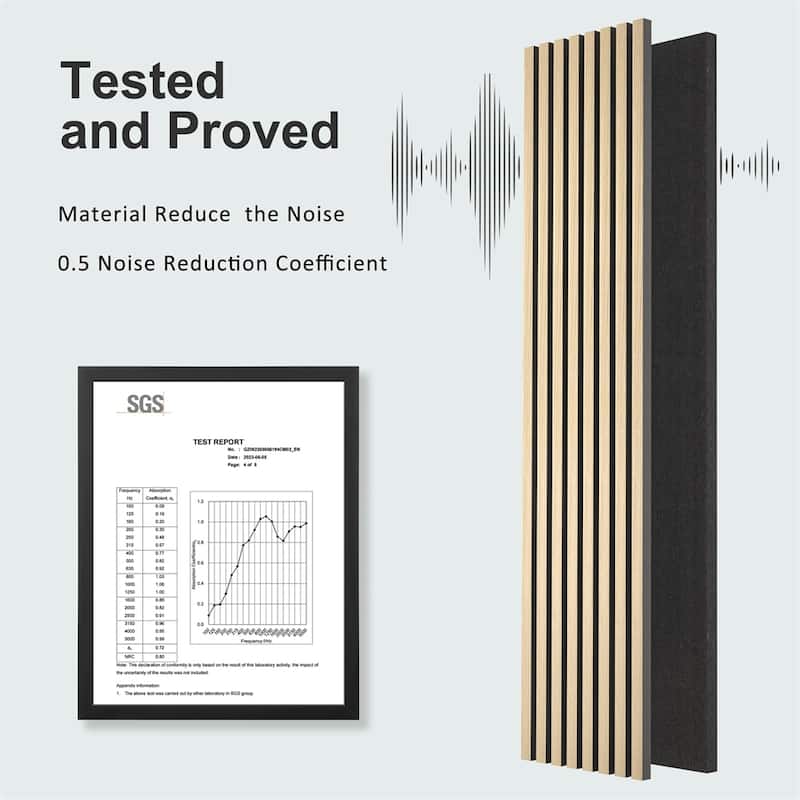 Acoustic Wood Wall Panels,2 Pack 94.5" x 12.6" Soundproof Wall Panels
