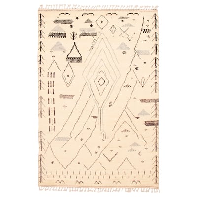 ECARPETGALLERY Hand-knotted Pak Finest Marrakesh Cream Wool Rug - 7'1 x 10'7