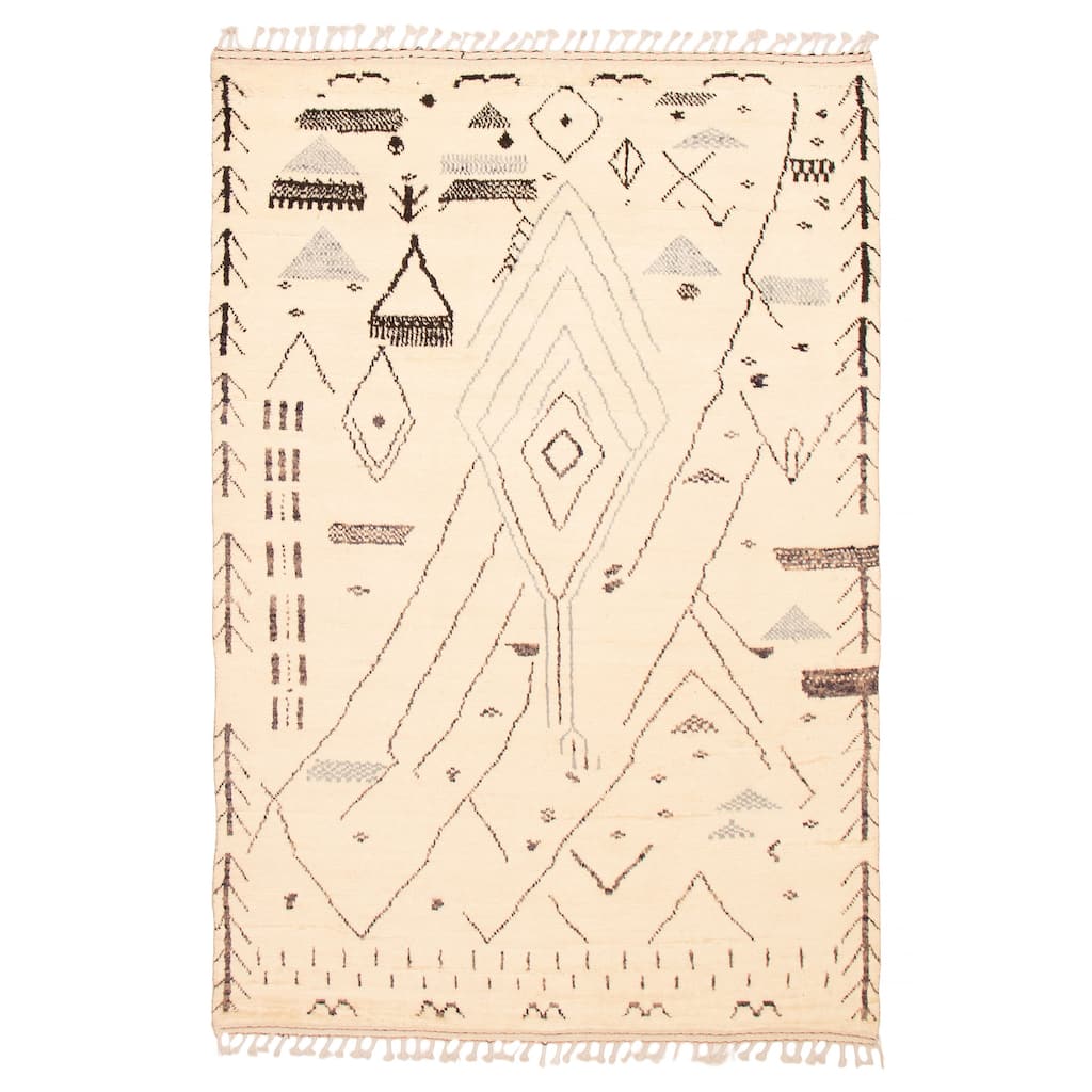 ECARPETGALLERY Hand-knotted Pak Finest Marrakesh Cream Wool Rug - 7'1 x 10'7