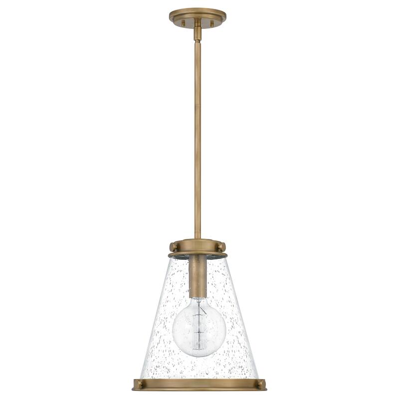 Quoizel Bristol 1-Light Industrial Mini Pendant with Seeded Glass