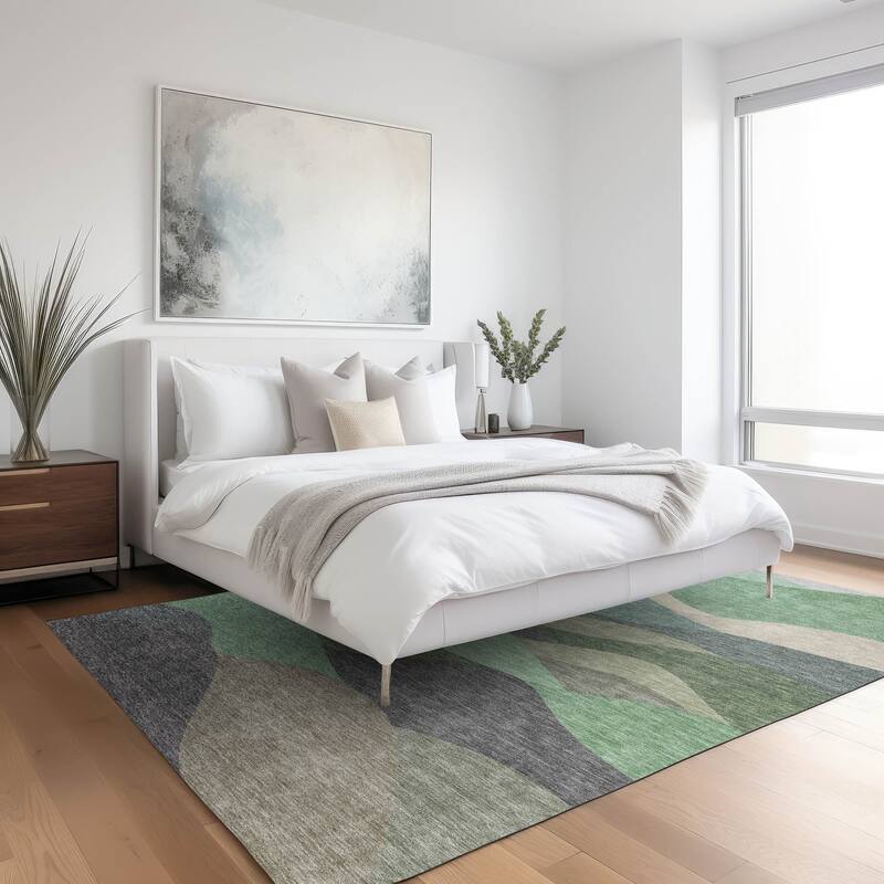 Machine Washable Indoor/ Outdoor Modern Horizon Chantille Rug