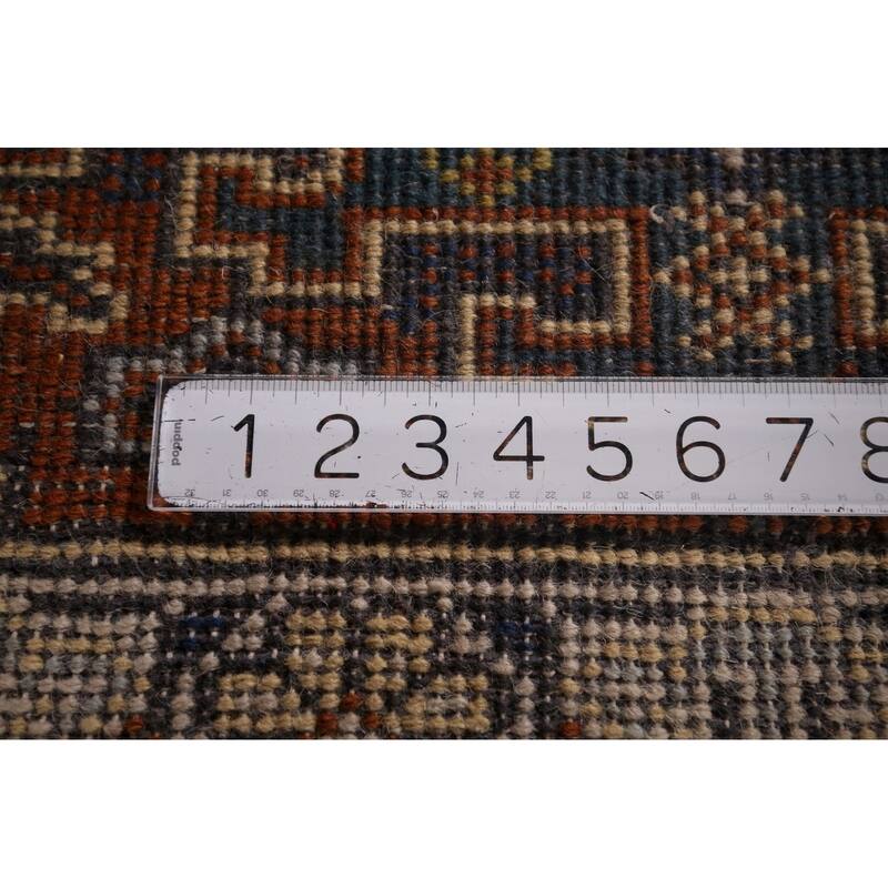 Blue Geometric Viss Oriental Runner Rug Handmade Wool Carpet - 2'6"x 7'10"