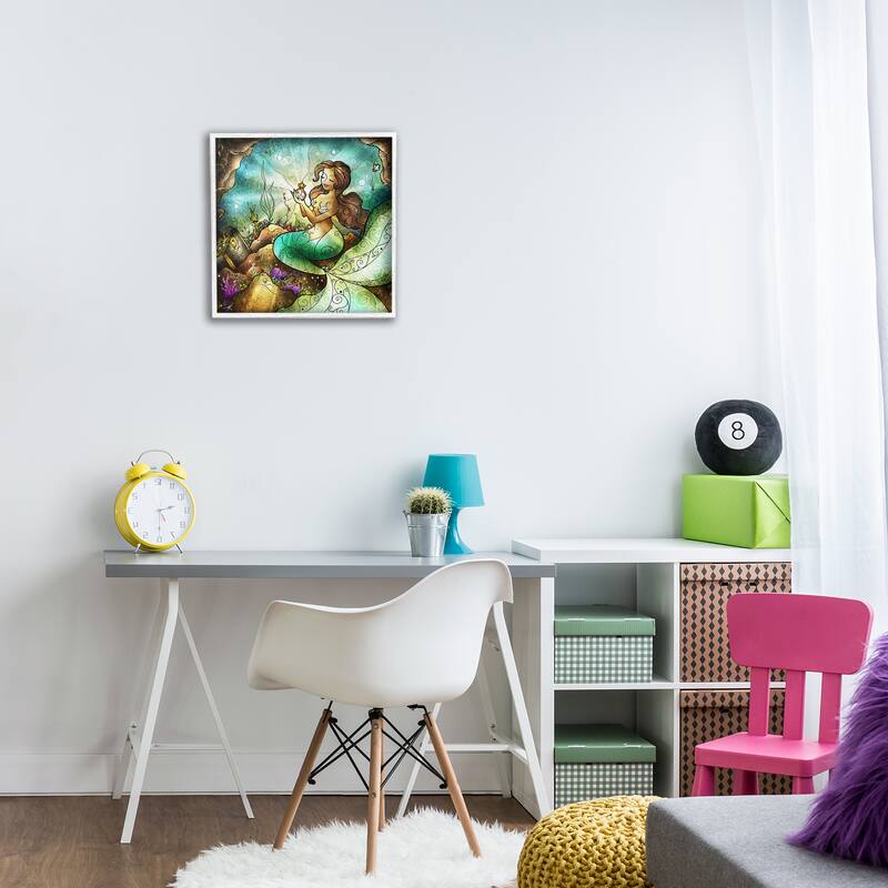 Stupell Detailed Nouveau Mermaid Framed Giclee Art Design By Mandie Manzano