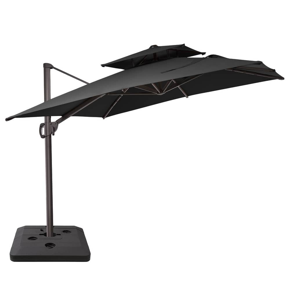 11 x 9 ft Outdoor Patio Cantilever Offset Umbrella with Base Stand