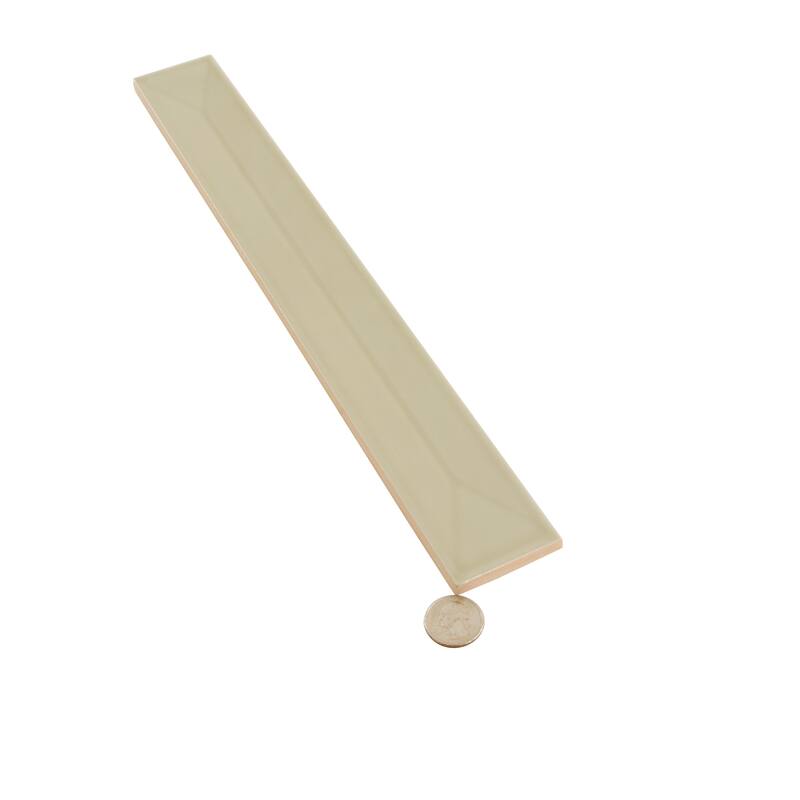 Apollo tile 2" x 16" Horizonte Glossy Soft Olive Ceramic Tile (10.76 sq ft/case) - 50 Pack