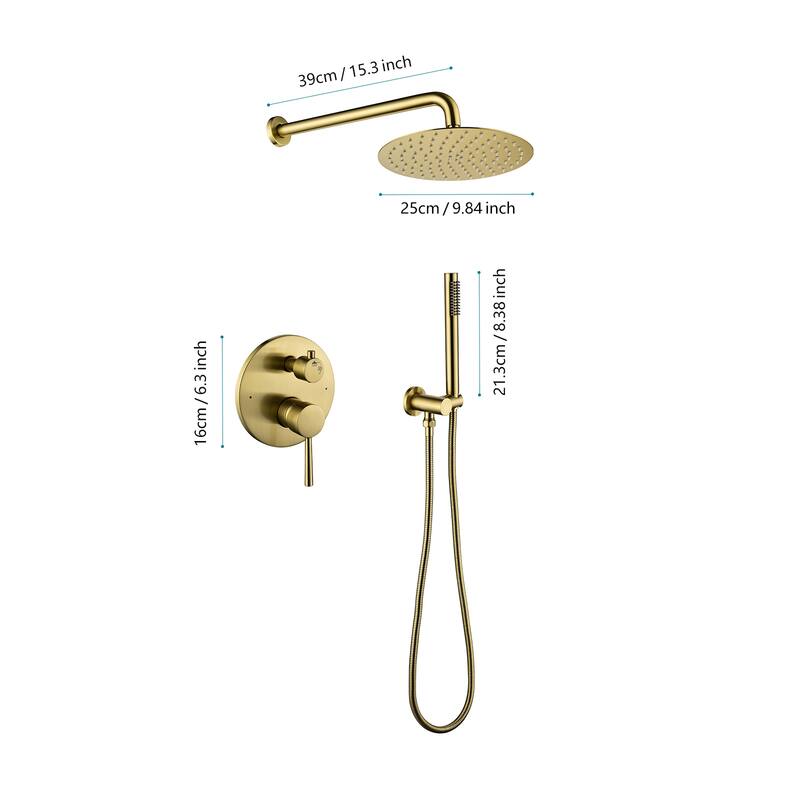 Shower System, Wall Mounted Shower Faucet Set with High Pressure 10"Stainless Steel Rain Shower head Handheld Shower Set