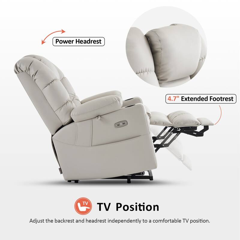 MCombo Large Dual Motor Power Lift Recliner Chair with Massage and Dual Heating for Elderly People, Faux Leather 7634