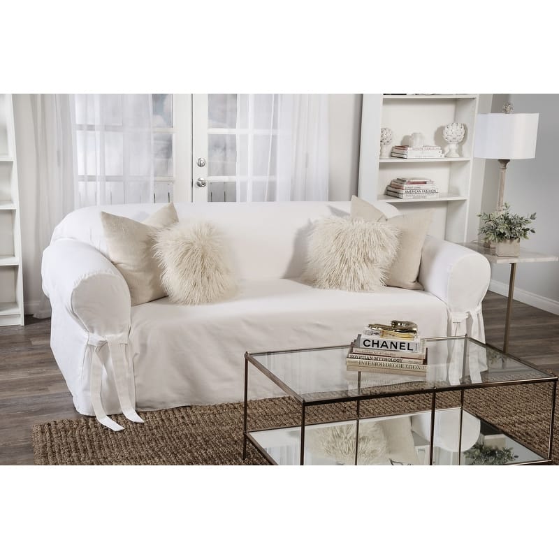 Classic Slipcovers White Twill Sofa Slipcover