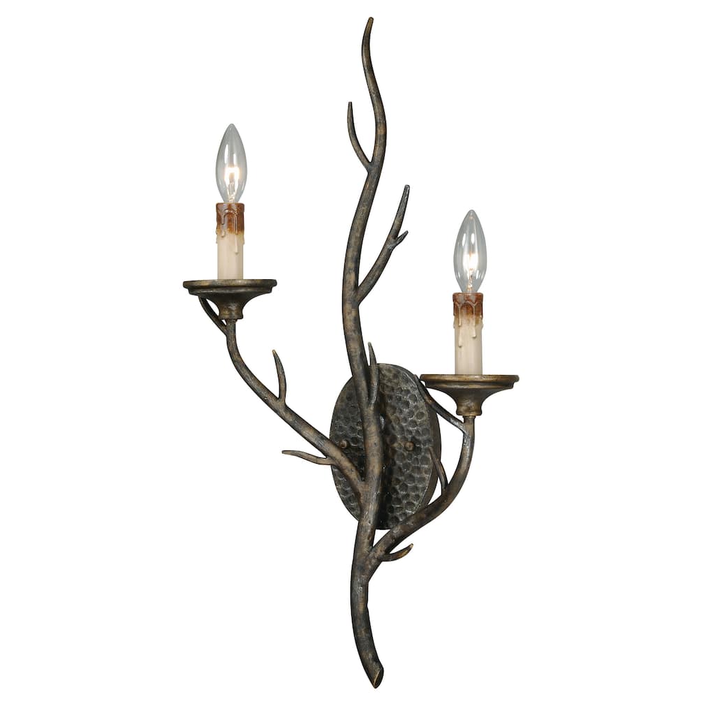 Vaxcel Monterey 13-in W Autumn Patina Rustic Candle Wall Light Sconce - 13-in W x 26.75-in H x 7.5-in D