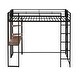 preview thumbnail 19 of 18, Black Twin Metal Loft Bed with Ladder, Fence & Desk