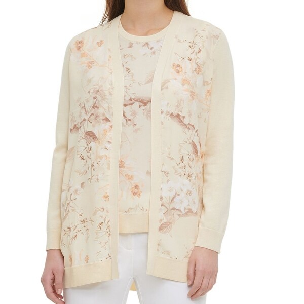 floral open front cardigan