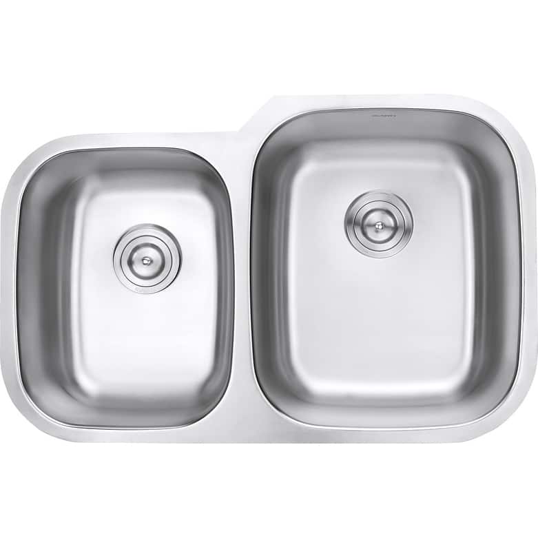 Ruvati 32-inch Undermount 40/60 Double Bowl 16 Gauge Stainless Steel Kitchen Sink - RVM4315 - 32-1/8″ x 20-5/8″