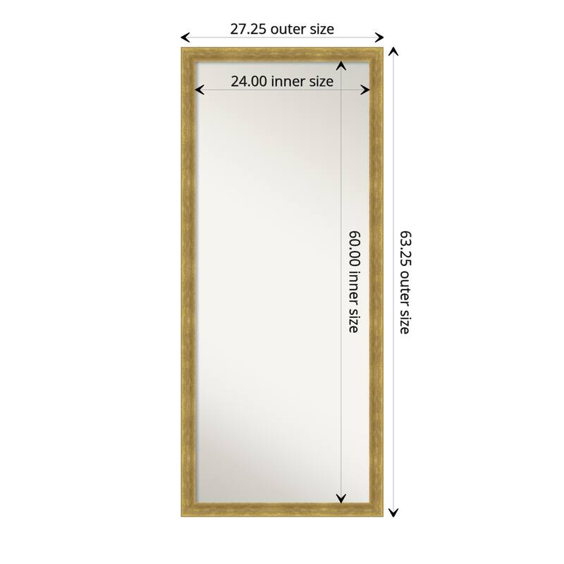 Angled Non-Beveled Wood Framed Full-Length Floor Leaner Mirror - Glass Size 24x60