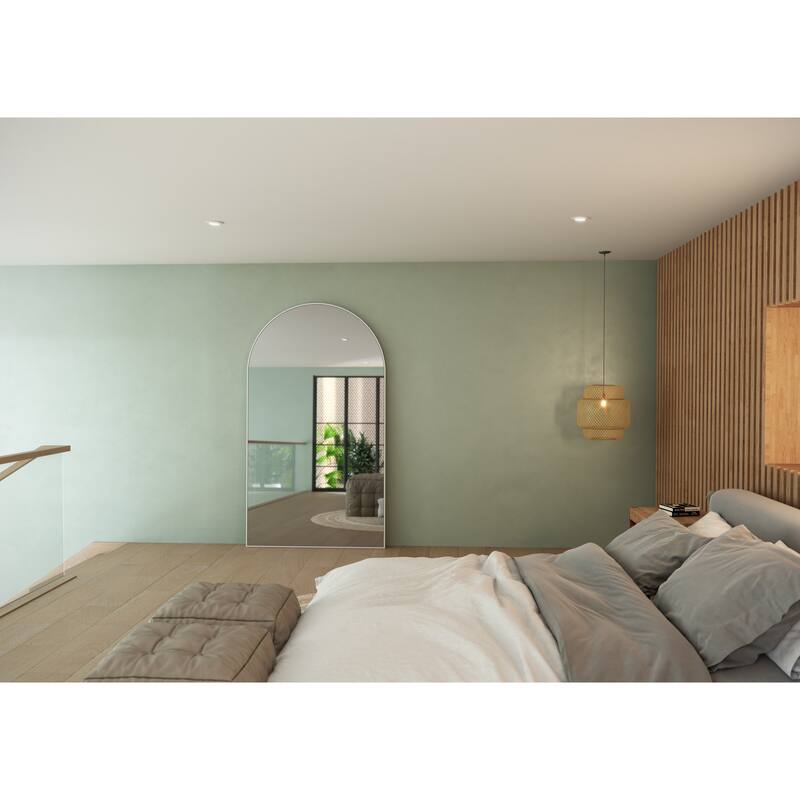 Glass Warehouse Large Arch Shape Stainless Steel Framed Mirror