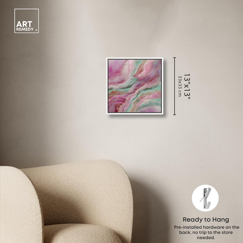 Pink and Mint Crystal IV Canvas by Art Remedy