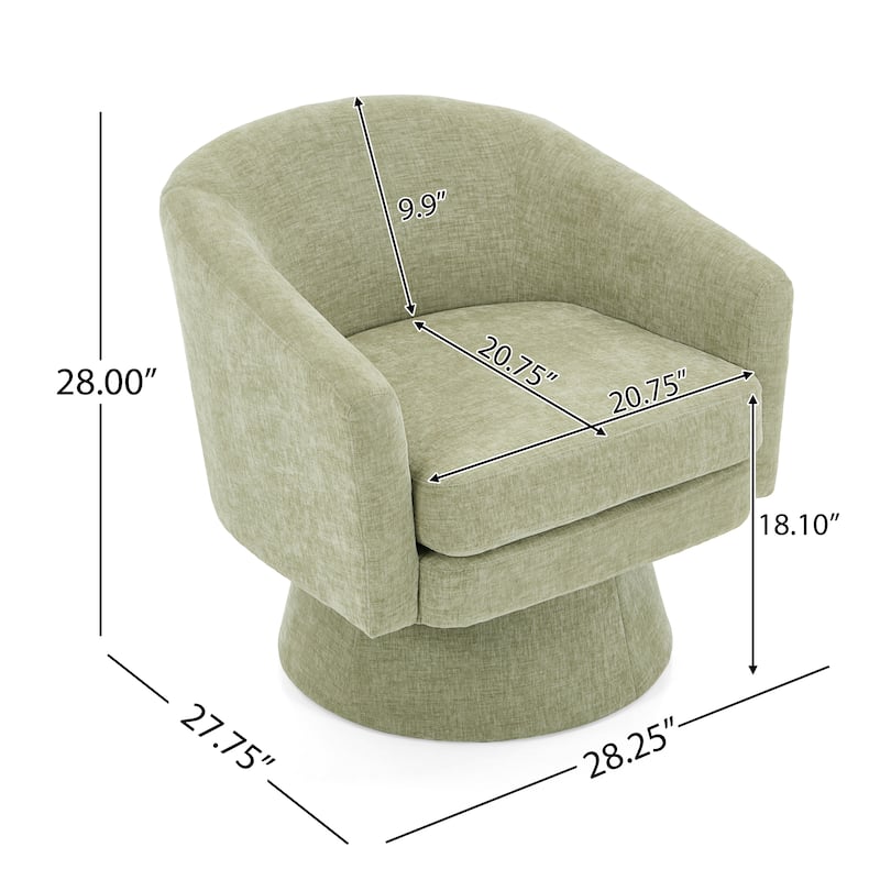 Roomfitters Contemporary 360° Swivel Barrel Chair, Premium Chenille Upholstered Accent Lounge Chair with Plush Cushioning, Green