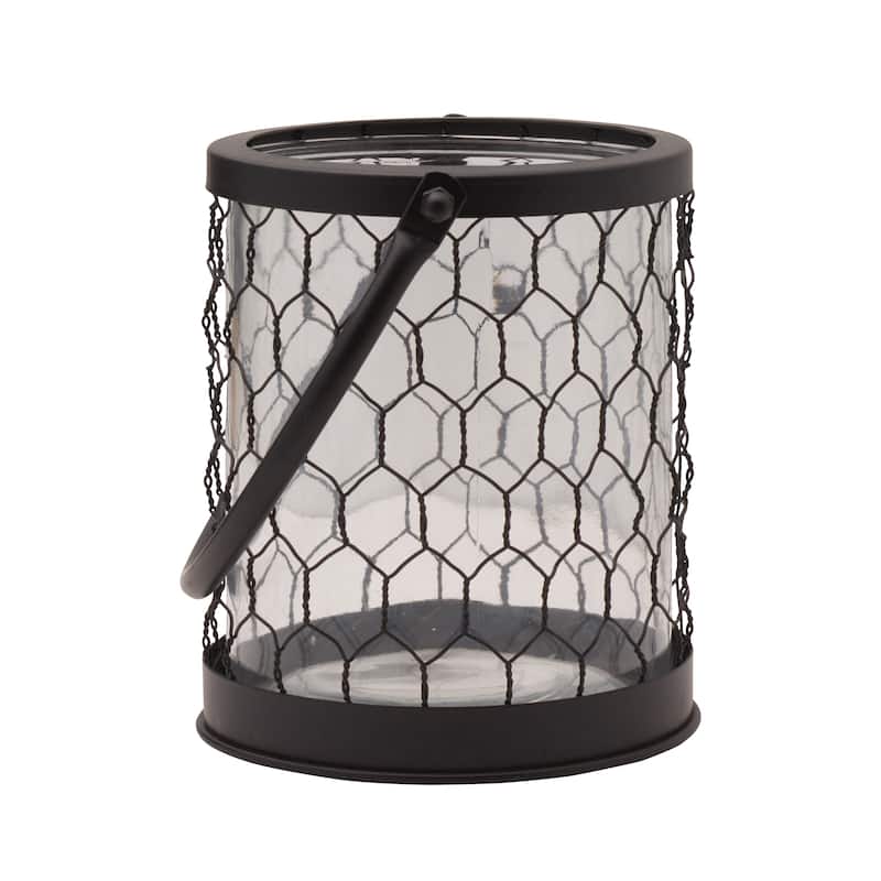 Elements Wire Lantern, 6X6 Inch, Black