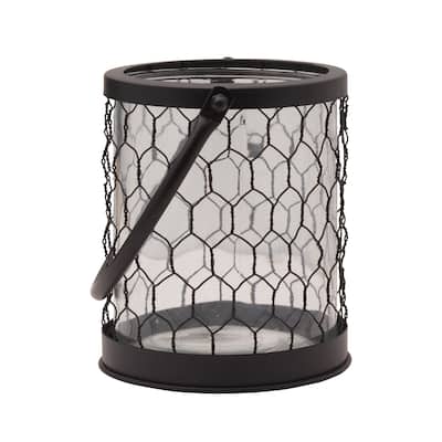 Elements Wire Lantern, 6X6 Inch, Black