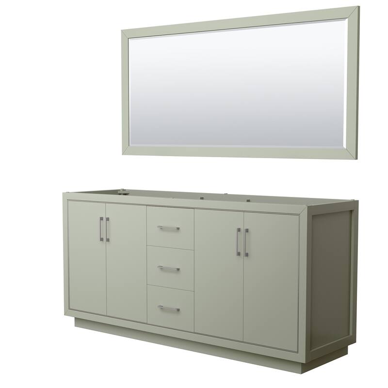 Wyndham Collection WCF1111-72D-CX-M70 Icon 71" Double Free Standing - Light Green / Brushed Nickel Hardware