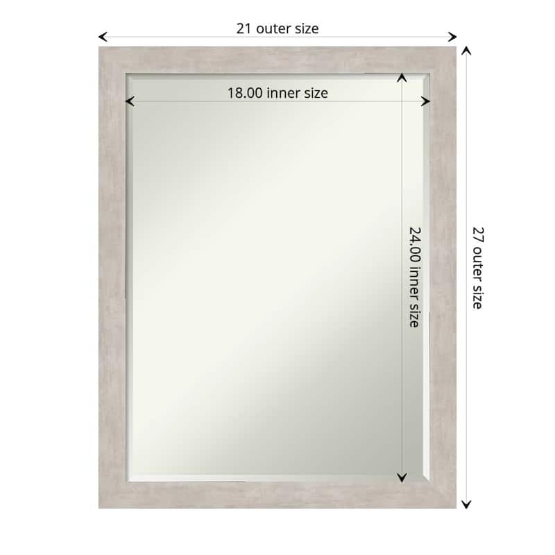 Petite Bevel Wood Bathroom Wall Mirror - Marred Silver Frame - 21 x 27 in - Marred Silver