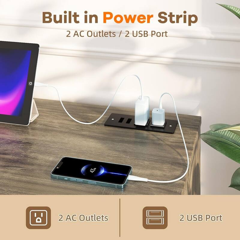 66" Farmhouse TV Stands, Entertainment Center with Open Storage, Power Outlets - N/A