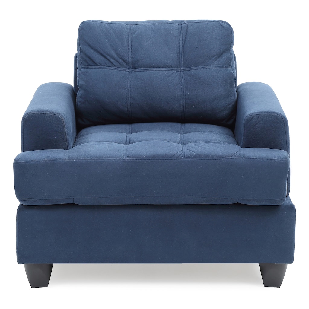 Tufted Upholstered Accent Chair - 38" - Blue and Black