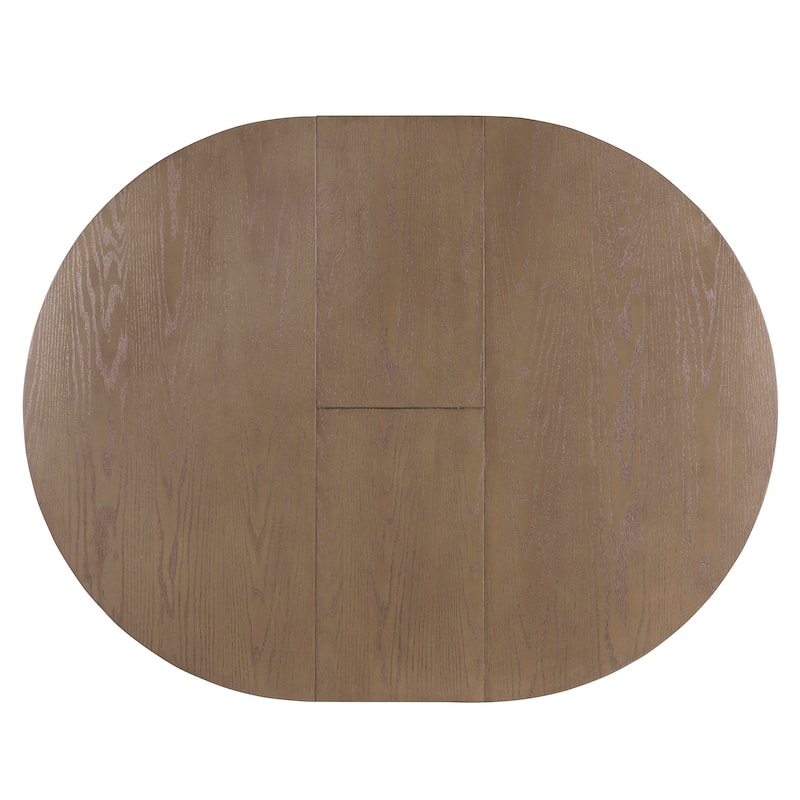 5-Piece Dining Table Set, Extendable Round Table and 4 Upholstered Chairs