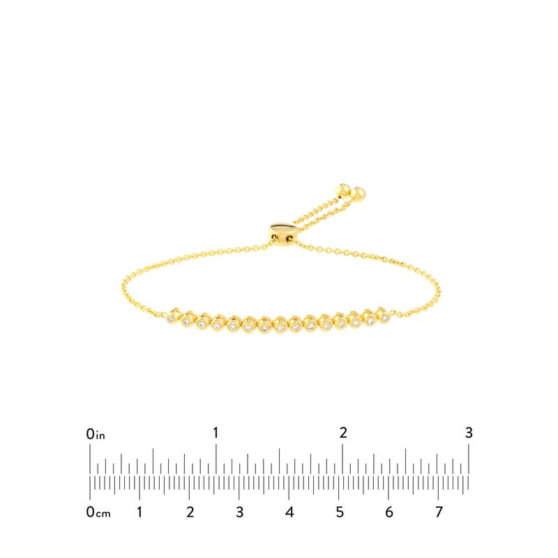 Marquee Jewels 14K Solid Yellow Gold and 1/5 CTW Natural Diamond Bolo Tennis Bracelet