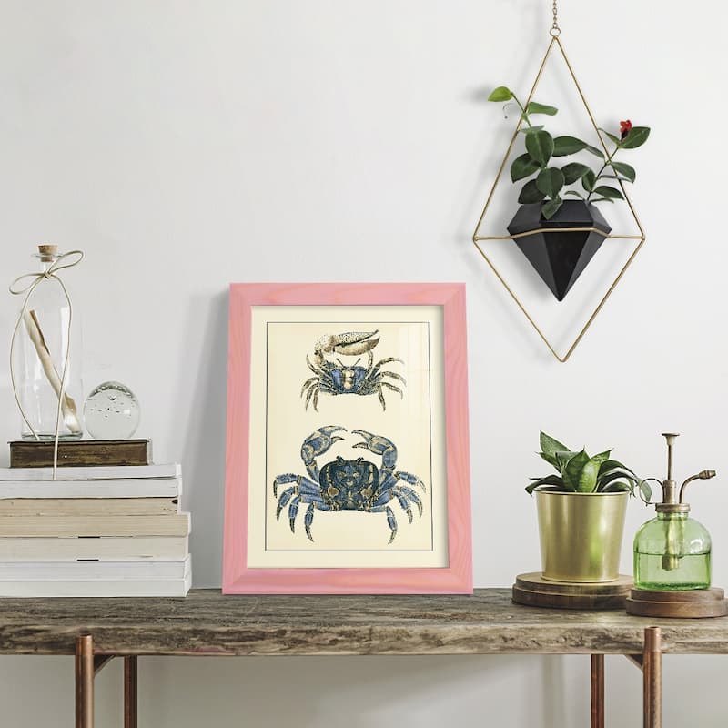 Antique Blue Crabs II -Framed Print w/glass-Cherry Red