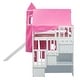 preview thumbnail 15 of 18, Multifunctional & Playhouse Design Loft Bed with Shelves,Slide and Drawers, Twin size, Pink
