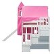 preview thumbnail 16 of 36, Playhouse Twin Size Bunk Bed with Slide Pink Tent and Tower, Pink