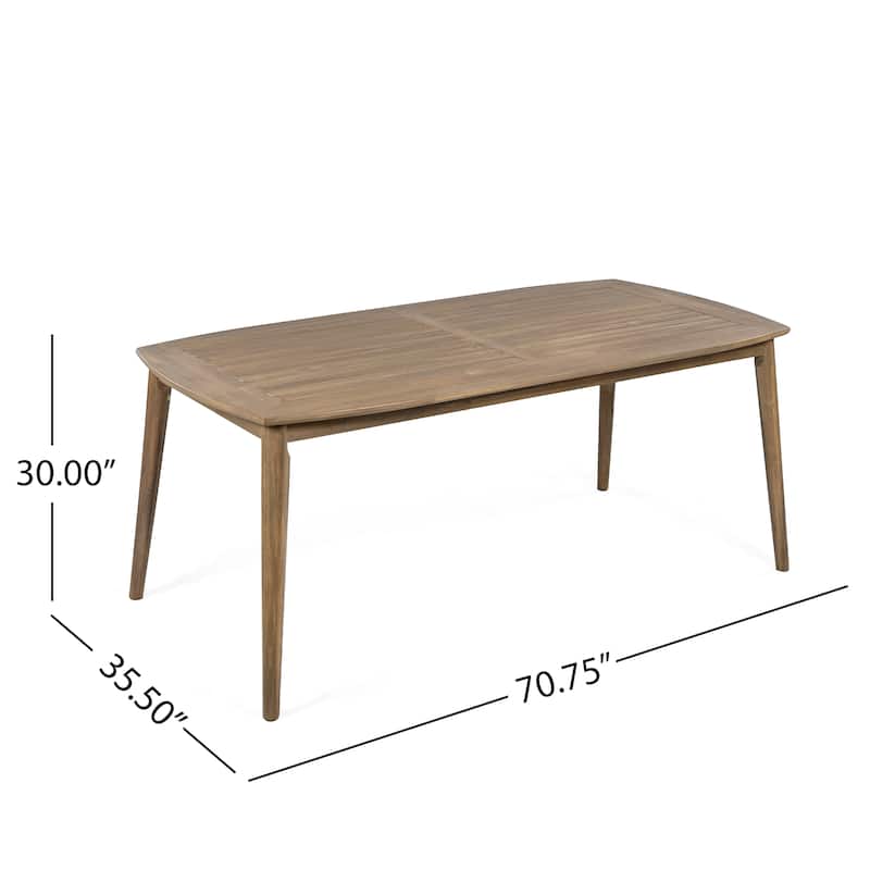 Wood Dining Table 8-Person Outdoor Table, Farmhouse Furniture for Patio, Garden, Backyard, Teak 180 LBS Weight Capacity 72"L
