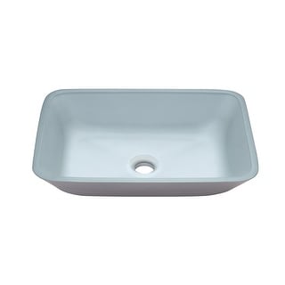 Matte Silver Glass Rectangular Vessel Bathroom Sink without Faucet
