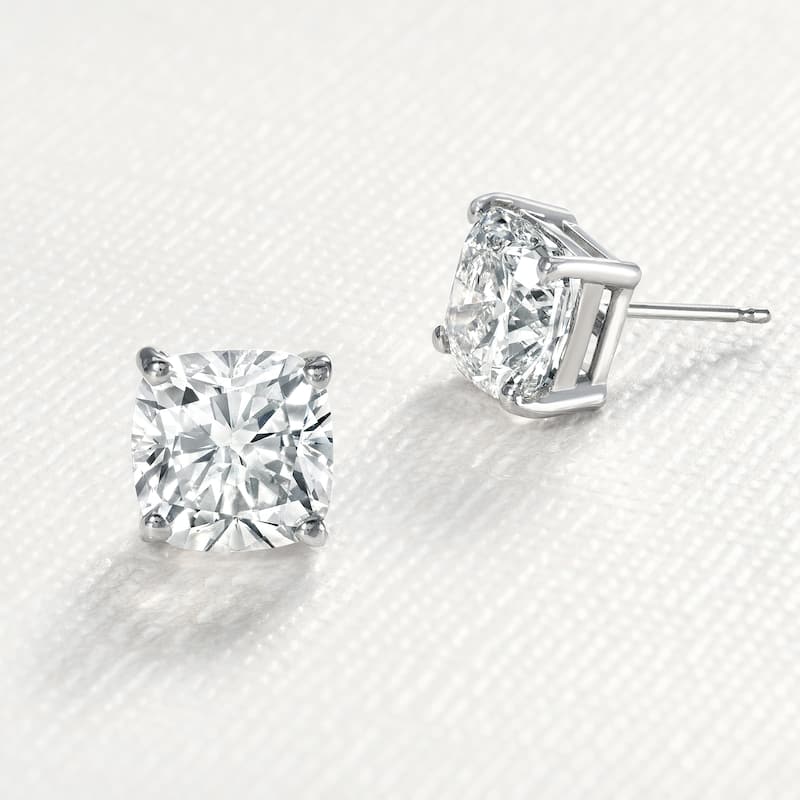Auriya Natural Cushion 4-Prong Diamond Stud Earrings 1.00 to 3.00 ct. tw. Push-Back (H-I SI)