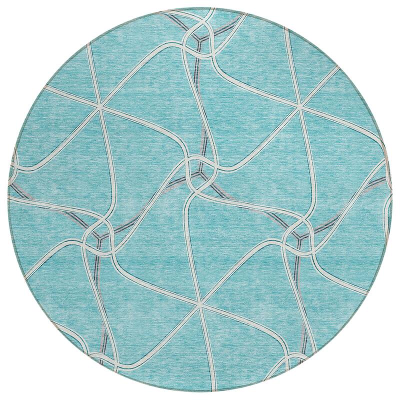 Machine Washable Indoor/ Outdoor Contemporary Links Chantille Rug