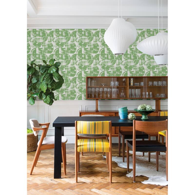 A-Street Prints Giulietta Green Painterly Geometric Wallpaper
