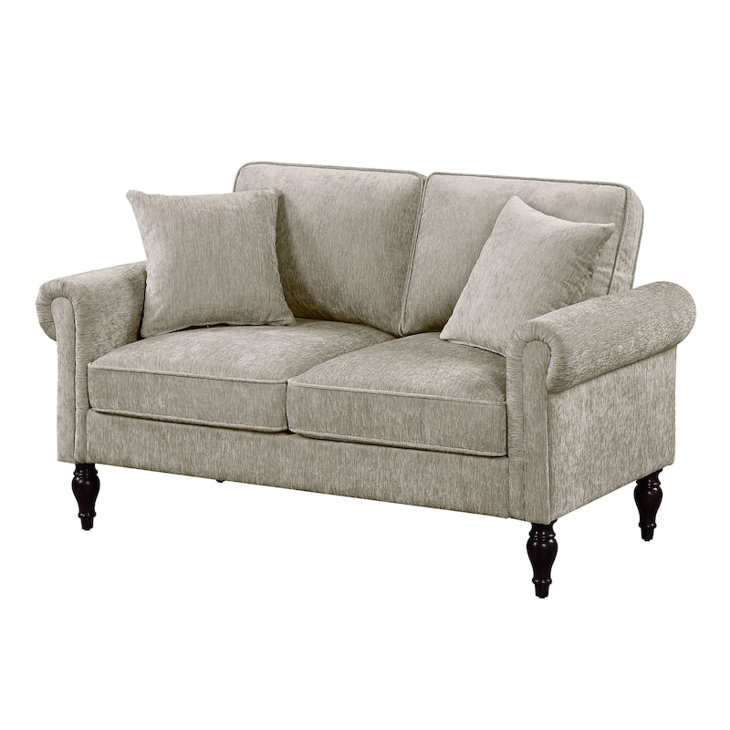 Igny Traditional Chenille Rolled Arms 2-Piece Living Room Set by Furniture of America