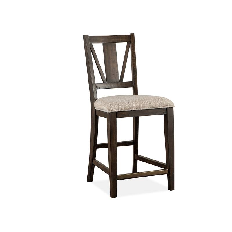 Magnussen Home Westley Falls Graphite Upholstered Counter Chair Two Pack - 18.25''W x 20.75''D x 40''H - Set of 2 - 18.25''W x 20.75''D x 40''H - Graphite - Counter Height