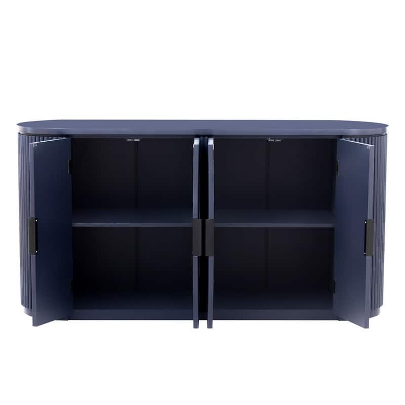63''W 4-Door Storage Cabinet with Metal Handles - N/A