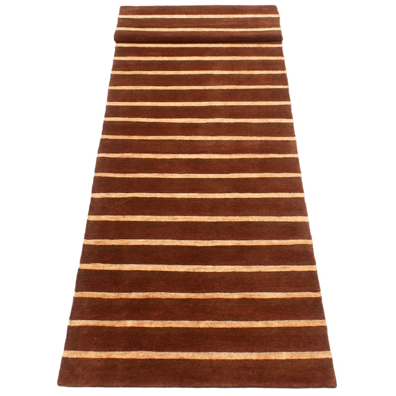 ECARPETGALLERY Hand-knotted Opulence Brown Wool Rug - 3'0 x 11'4