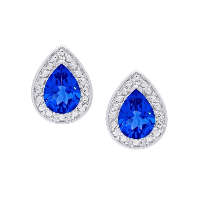 Victoria Townsend .925 Sterling Silver Blue Spinal Pear Stud Earring