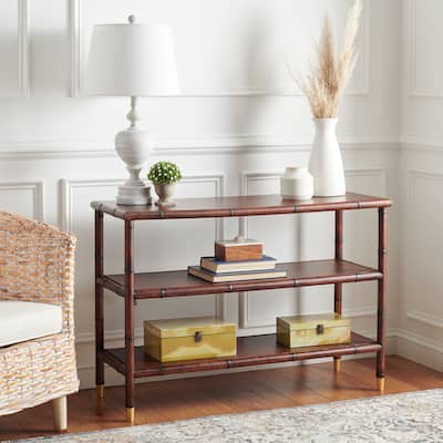SAFAVIEH Francina Dark Brown/ Gold 2-Shelf Console Table - 42" W x 15.8" L x 29" H - 42Wx16Dx29H