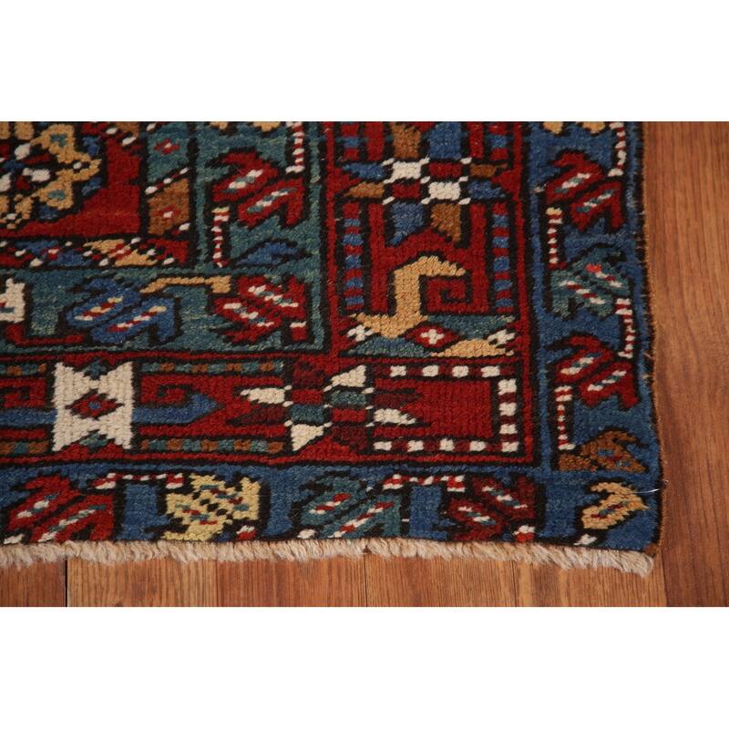 Vegetable Dye Antique Heriz Serapi Persian Runner Wool Carpet - 3'5" x 10'4"